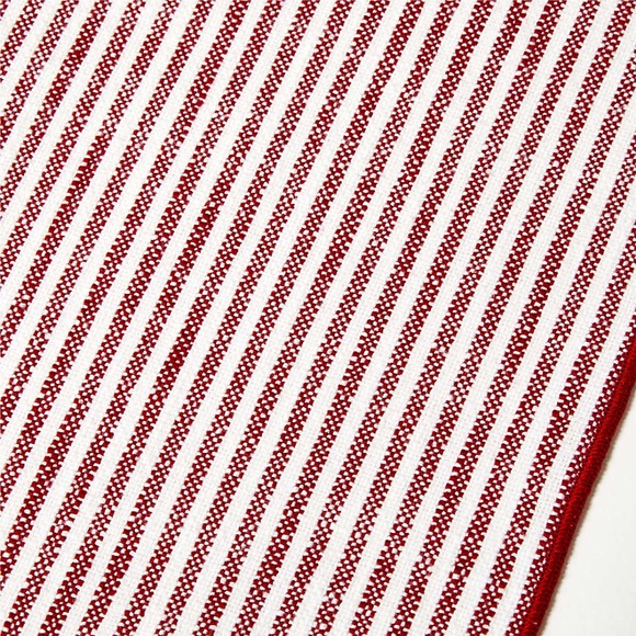New Crate&Barrel Mercer Merrow-Stitch Red Stripe Runner, Casual Table Runner - Picture 2 of 8